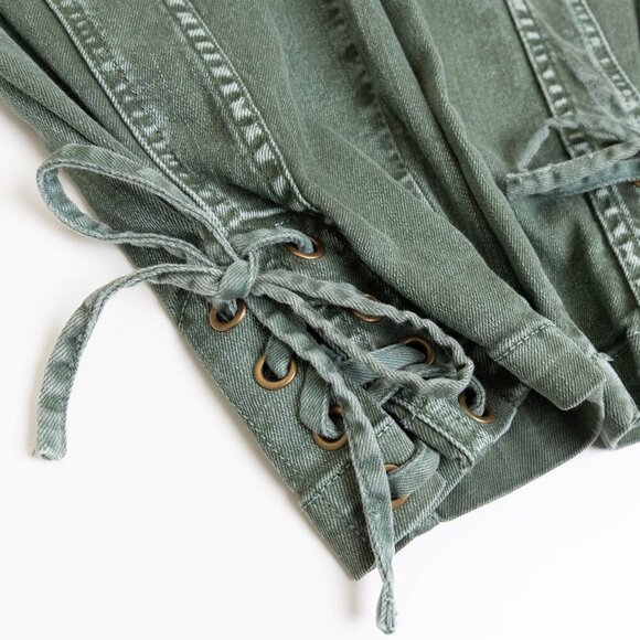 ULLA JOHNSON High Rise Pants Army Green Kingston Tie Cuff Size 0 - Picture 10 of 14